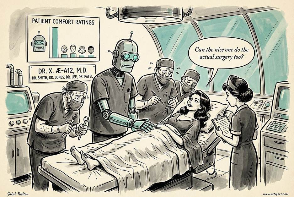 A cartoon of a robot and a person in a hospital bed

AI-generated content may be incorrect.
