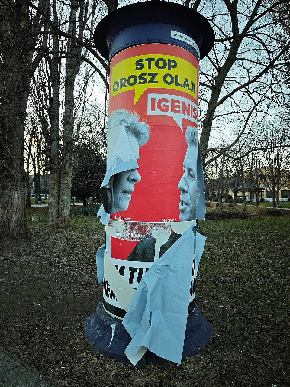 Fidesz campaign poster on an advertising column in Budapest during the 2026 Hungarian parliamentary election campaign. Fidesz campaign poster on an advertising column in Budapest during the 2026 Hungarian parliamentary election campaign.