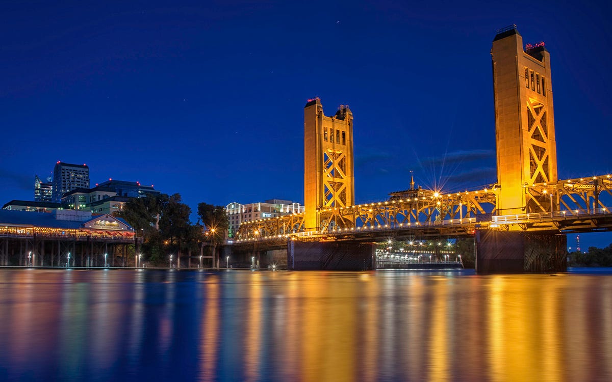 The Tower Bridge in Sacramento, California's state capital