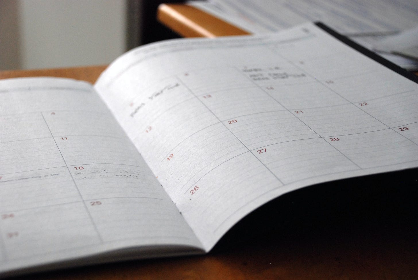 Monthly schedule Monthly schedule
