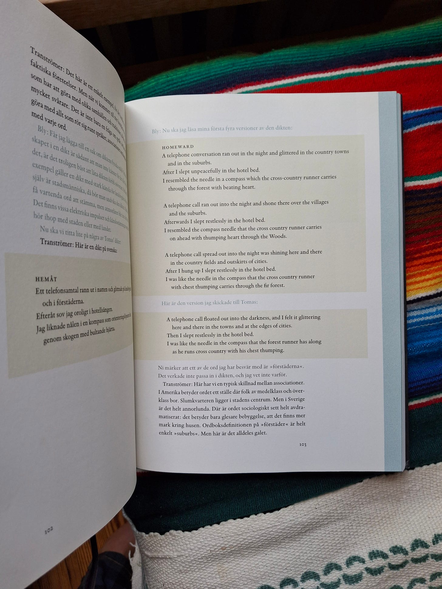 Bly's different attempts at translating Hemåt (1978)