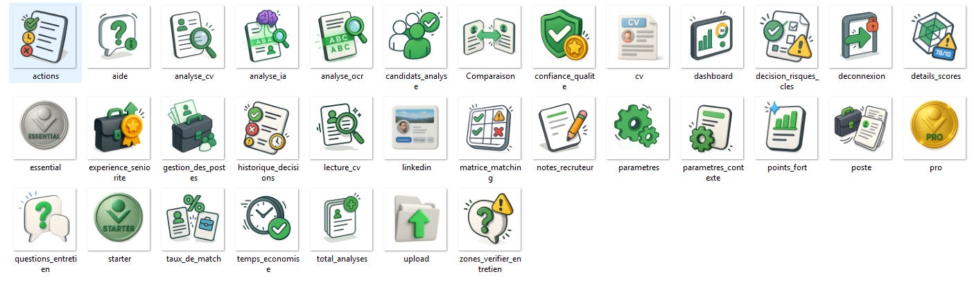 Mes icones dans ResumeRank
