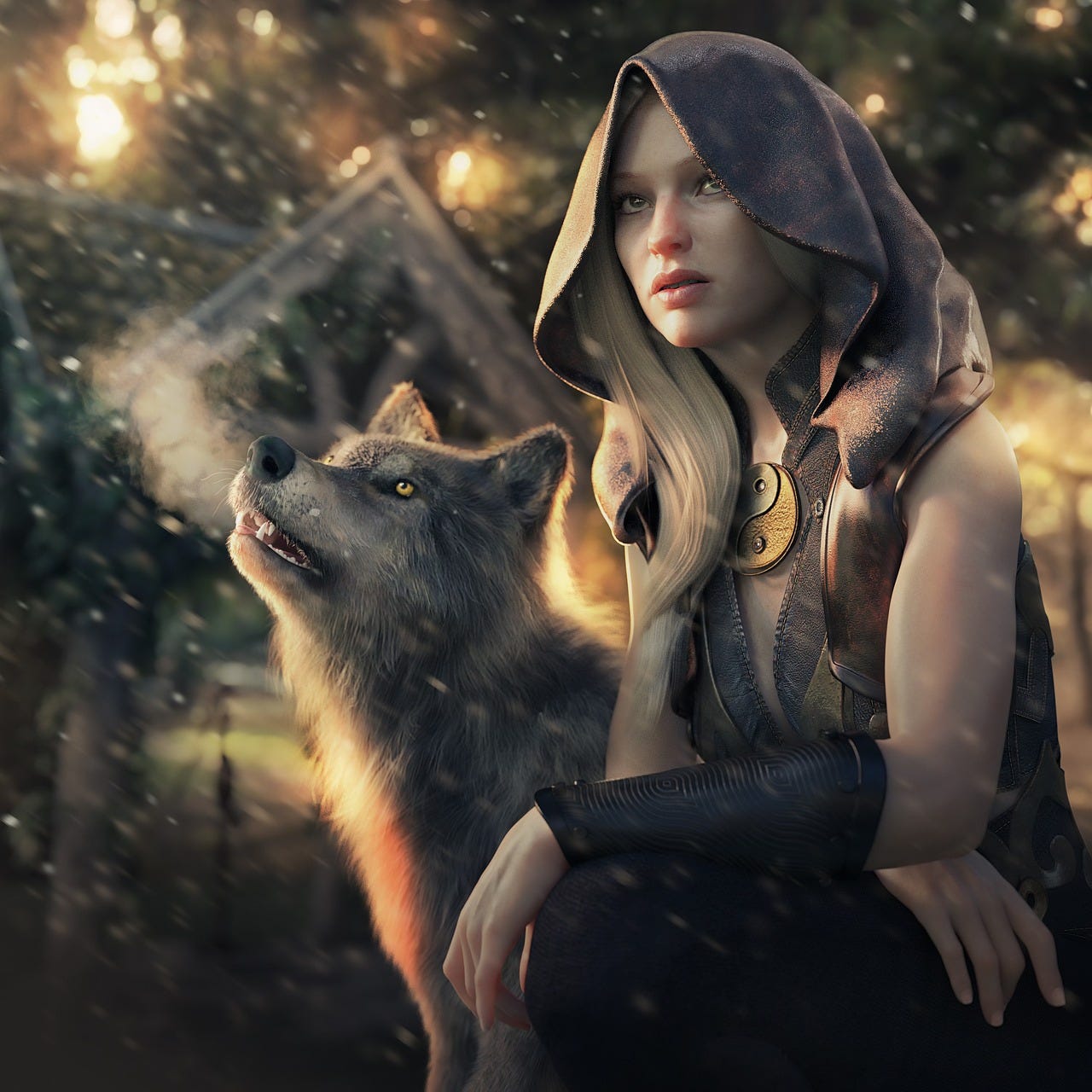 Woman Beside Wolf Woman Beside Wolf