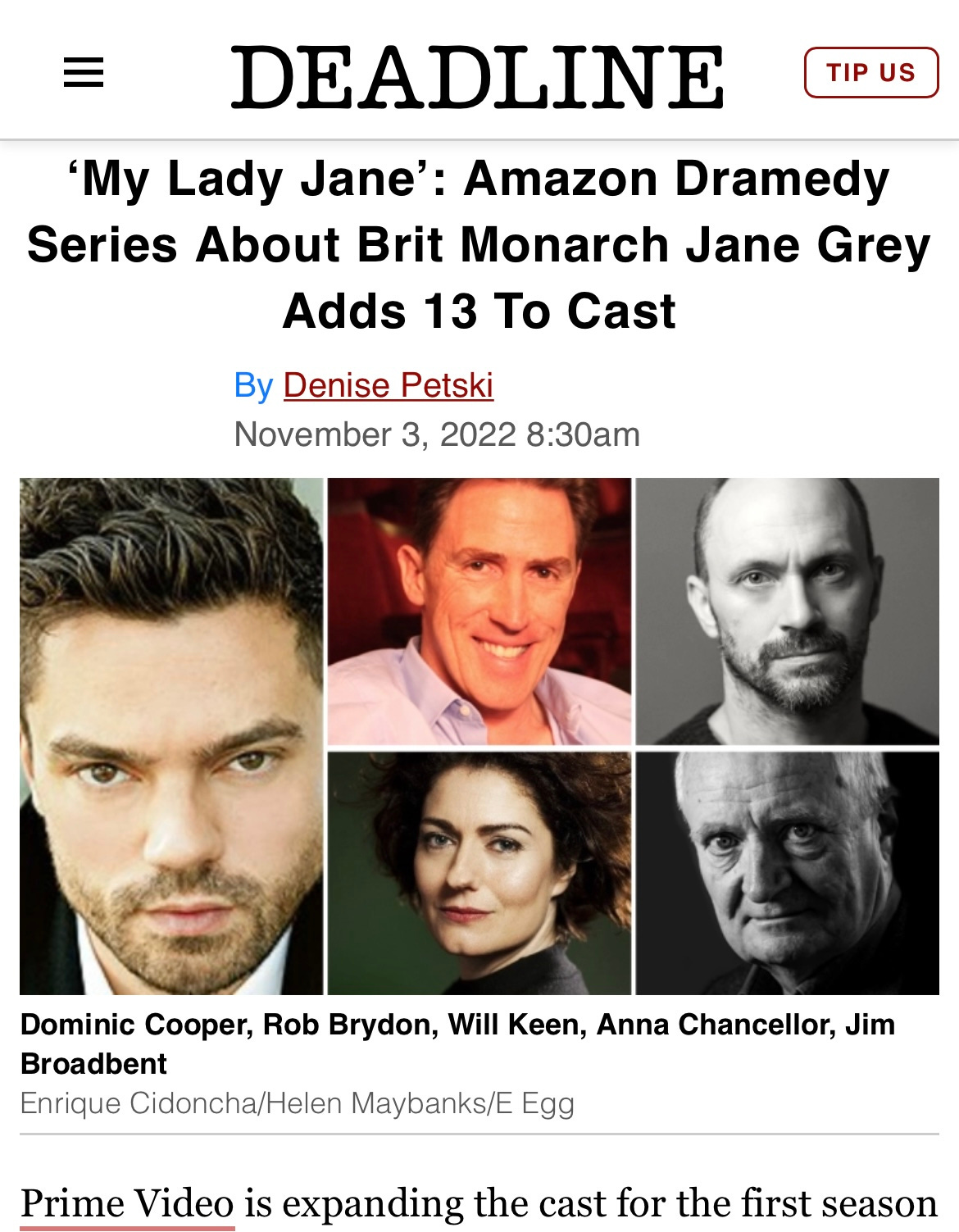 Deadline article with a lot of very fancy actors