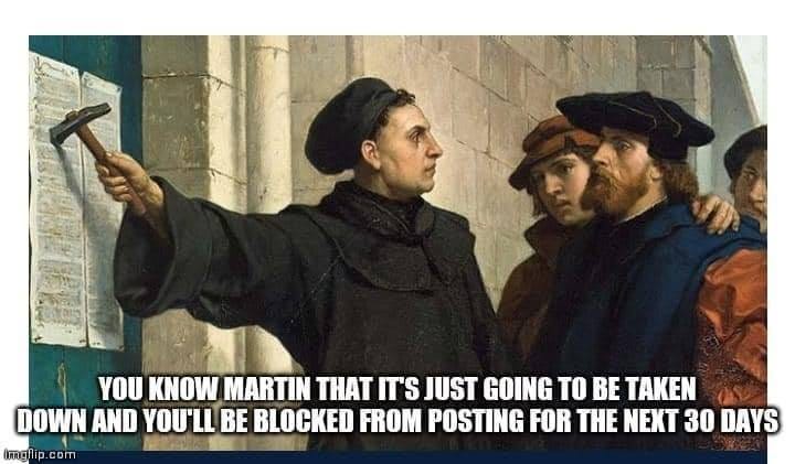 May be an image of 3 people and text that says 'YOU KNOW MARTIN THAT IT'S JUST GOING TO BE TAKEN DOWN AND YOU'LL BE BLOCKED FROM POSTING FOR THE NEXT 30 DAYS mgilip com'