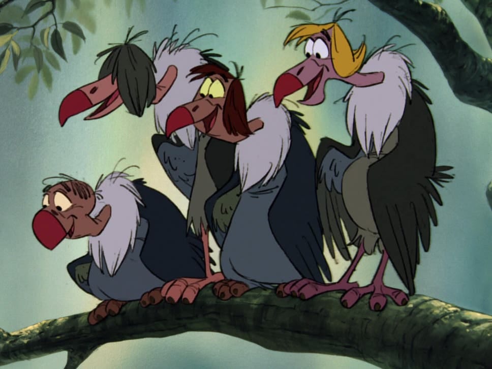 The Jungle Book (1967) The Vultures were originally going to be voiced by The Beatles. The band manager met with Disney and they created the images but the idea was vetoed by The Jungle Book (1967) The Vultures were originally going to be voiced by The Beatles. The band manager met with Disney and they created the images but the idea was vetoed by