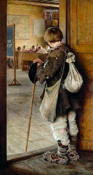 At School Doors, 1897 - Nikolay Bogdanov-Belsky