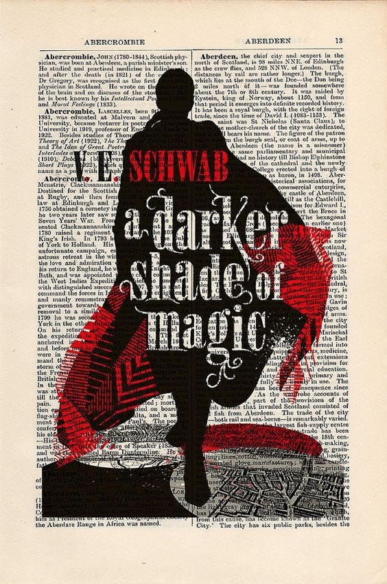 Movie poster from Hayao Miyazaki's 'Spirited Away' & Fan art poster for V.E. Schwab’s Shades of Magic series