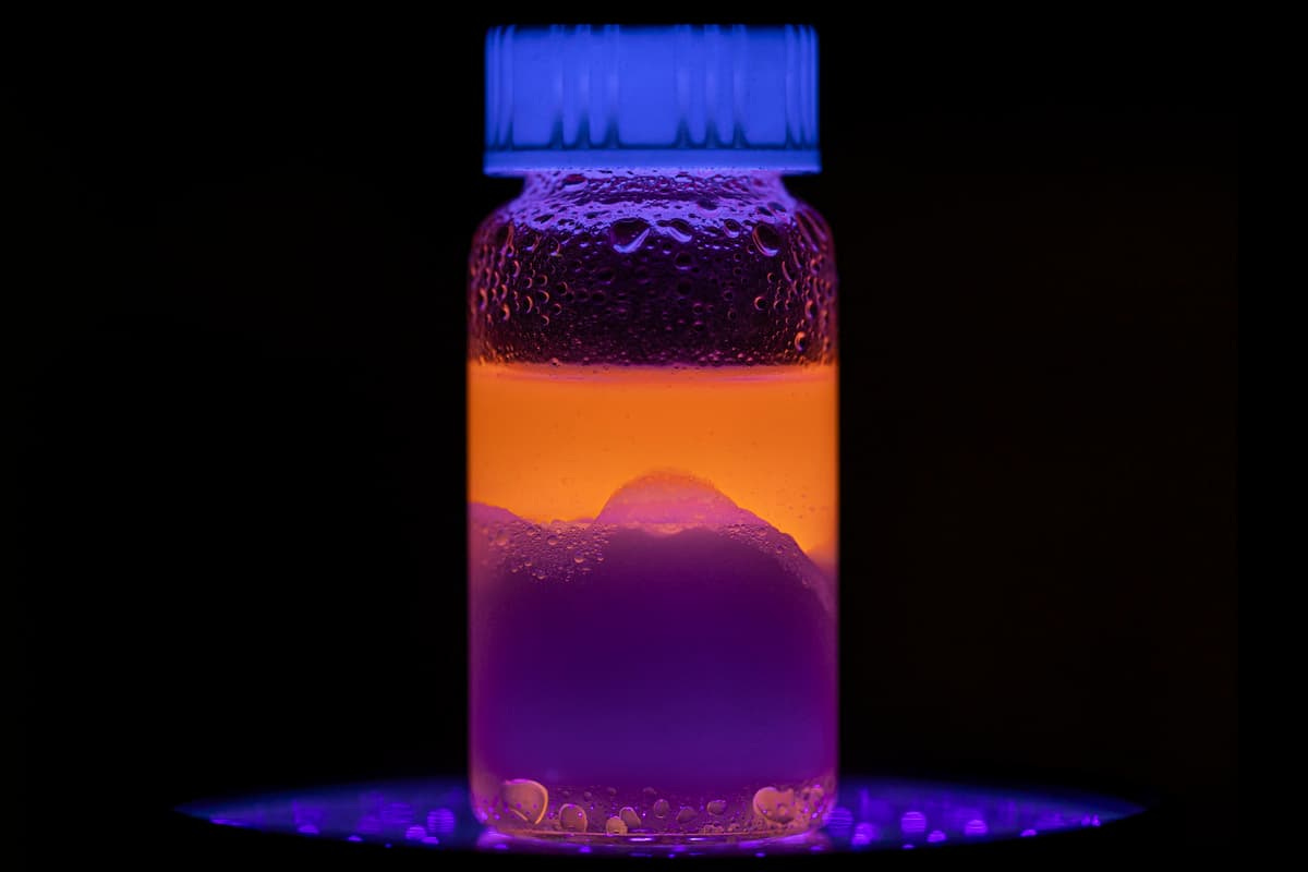 A new technique can remove nanoplastics from water – and under pretty lights, it sure looks cool A new technique can remove nanoplastics from water – and under pretty lights, it sure looks cool