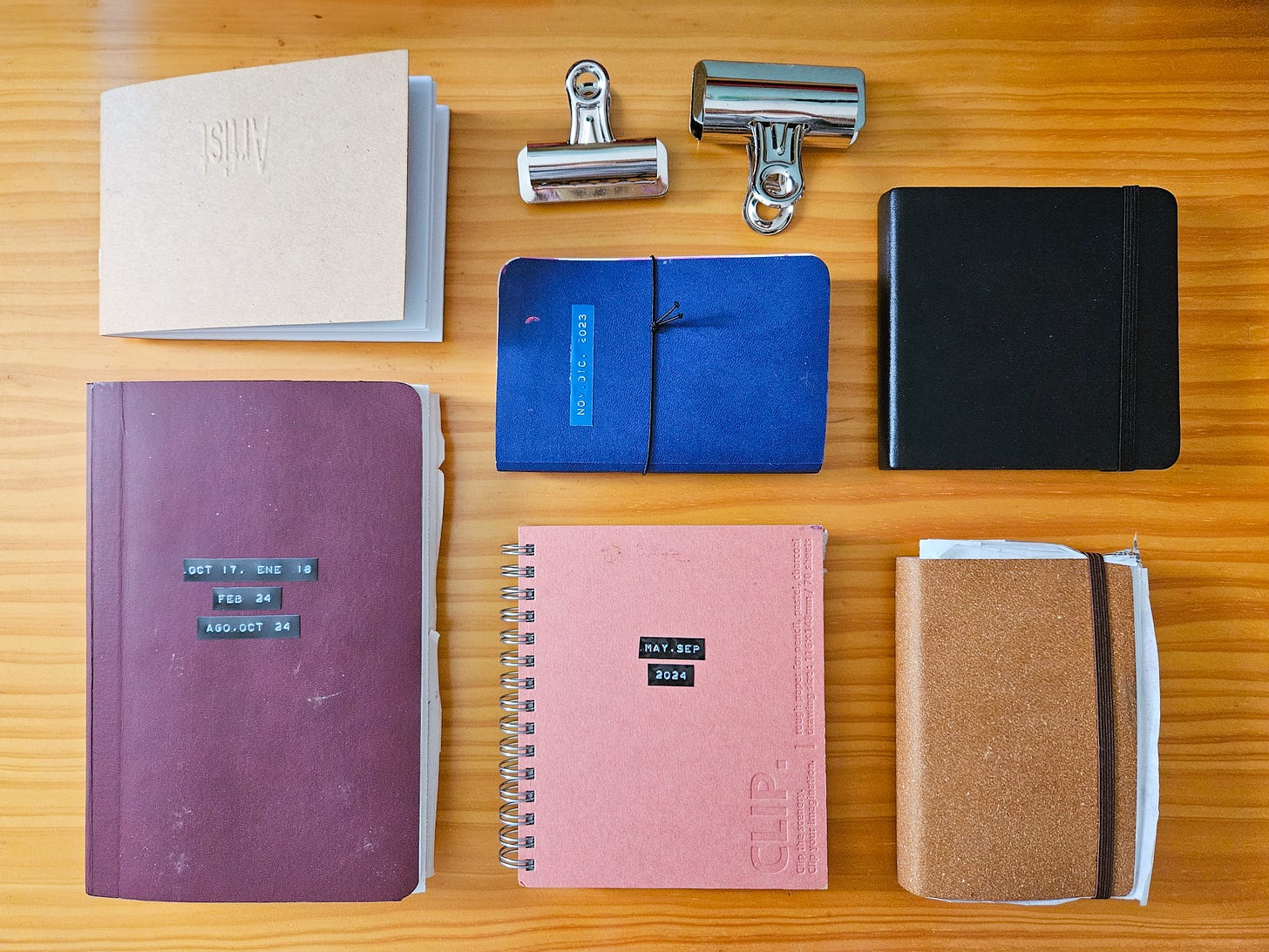 Various sketchbook formats, covers and bindings.