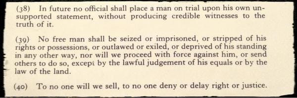 Susan E. McGregor on X: ""No free man shall be seized or imprisoned...nor  will we proceed with force against him..." -Magna Carta, 1215 c.e.  http://t.co/CmaeHZRlBq" / X