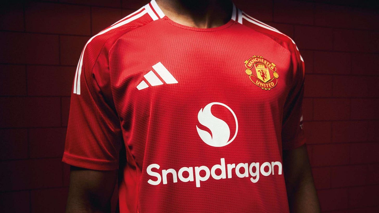 Man Utd 2024-25 home kit: Red Devils unveil eye-catching gradient design  for first Snapdragon offering as youngsters take centre stage | Goal.com  Singapore