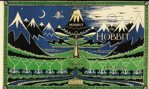 Sotheby's picture of the first edition of The Hobbit from 1937, inscribed in Old English by JRR Tolkien as a gift to one of his first students at Leeds University.