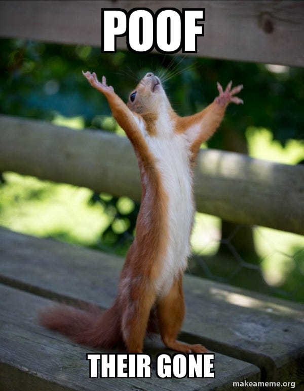 Poof Their Gone - Happy Squirrel | Make a Meme