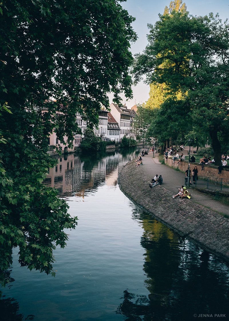 Sunset by the canal in Strasbourg
