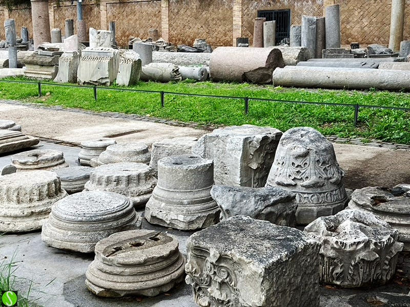 piles of Roman columns and parts. Photo by Steve Butcher 2025
