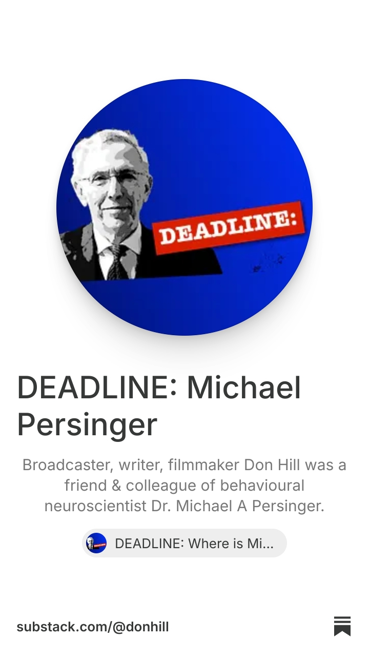 DEADLINE: Michael Persinger | Substack