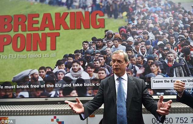 Nigel Farage insists HE'S the victim of hate attacks over Ukip's 'racist'  poster warning immigration is at 'breaking point' as Gove claims it made  him 'shudder' and Osborne slams it for 'echoing'