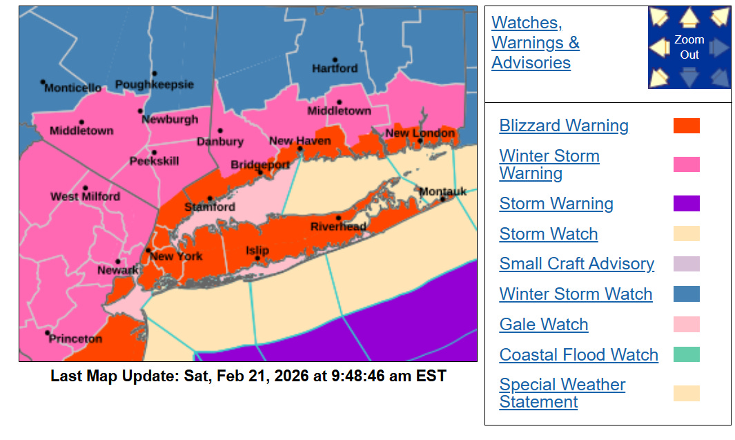 February 21, 2026 Blockbuster Blizzard Warning