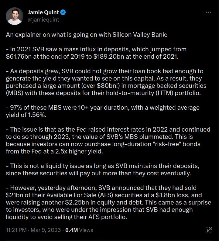 Explanation of what happened to Silicon Valley Bank and why they collapsed