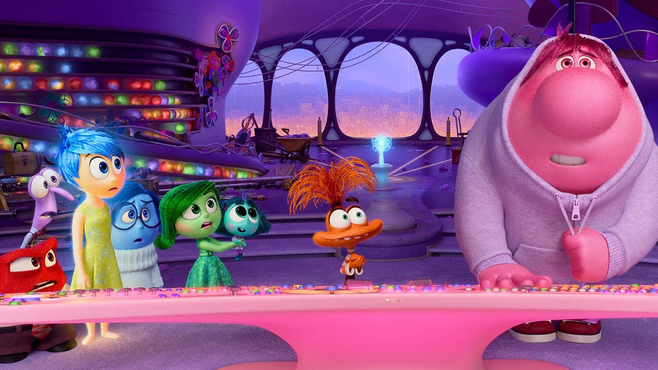 INSIDE OUT 2 - WHO’S IN CHARGE? -- Disney and Pixar’s “Inside Out 2” returns to the mind of newly minted teenager Riley, where her Emotions Anger (voice of Lewis Black), Fear (voice of Tony Hale), Joy (voice of Amy Poehler), Sadness (voice of Phyllis Smith) and Disgust (voice of Liza Lapira) must make room for new Emotions, including Envy (voice of Ayo Edebiri), Anxiety (voice of Maya Hawke) and Embarrassment (voice of Paul Walter Hauser). Directed by Kelsey Mann and produced by Mark Nielsen, “Inside Out 2” releases only in theaters June 14, 2024. © 2024 Disney/Pixar. All Rights Reserved. INSIDE OUT 2 - WHO’S IN CHARGE? -- Disney and Pixar’s “Inside Out 2” returns to the mind of newly minted teenager Riley, where her Emotions Anger (voice of Lewis Black), Fear (voice of Tony Hale), Joy (voice of Amy Poehler), Sadness (voice of Phyllis Smith) and Disgust (voice of Liza Lapira) must make room for new Emotions, including Envy (voice of Ayo Edebiri), Anxiety (voice of Maya Hawke) and Embarrassment (voice of Paul Walter Hauser). Directed by Kelsey Mann and produced by Mark Nielsen, “Inside Out 2” releases only in theaters June 14, 2024. © 2024 Disney/Pixar. All Rights Reserved.