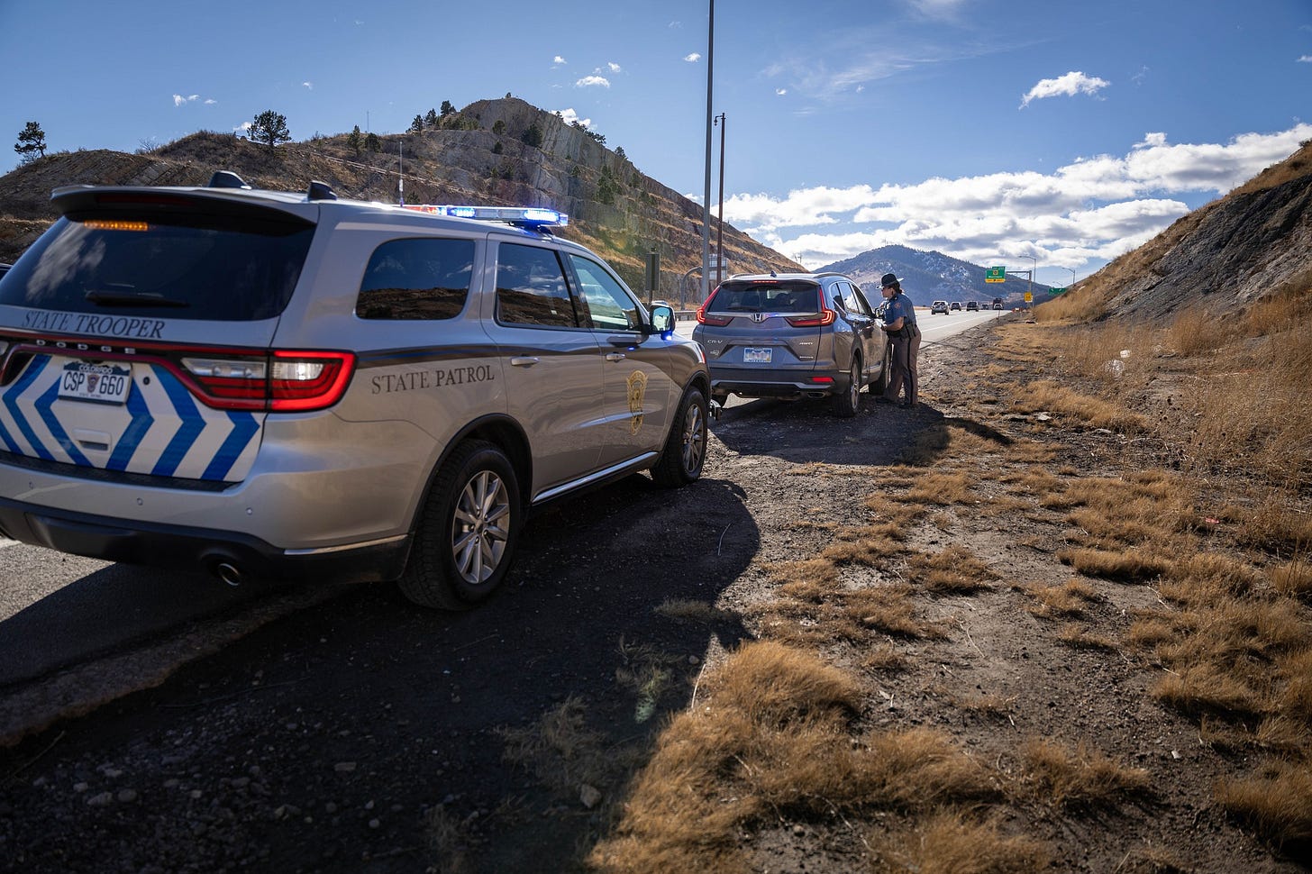 Colorado State Trooper conducting a vehicle stop