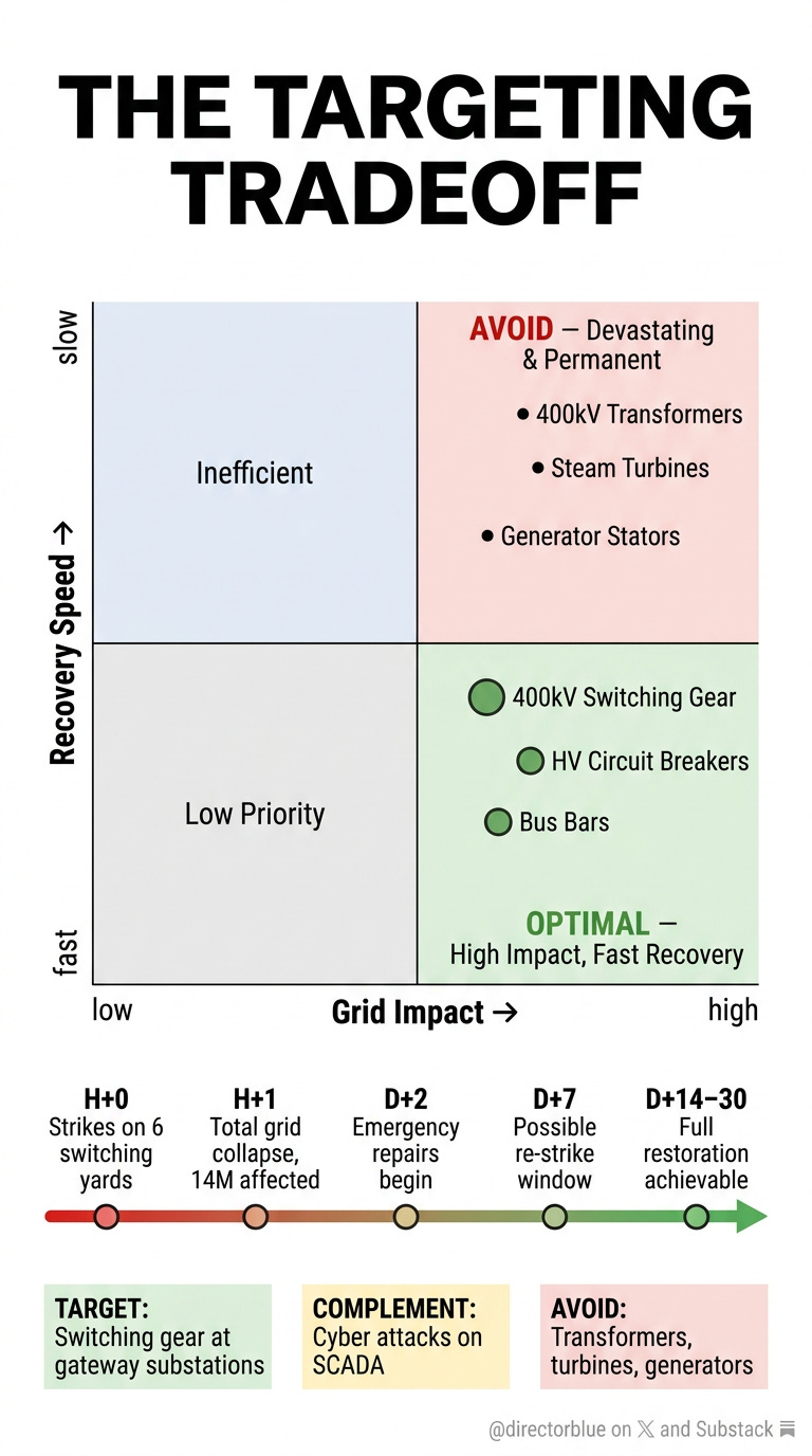 Image Prompt A clean white-background New York Timesstyle infographic in vertical 916 TikTok format Bold sans-serif headline THE TARGETING TRADEOFF The top half features a four-quadrant scatter matrix The horizontal axis is labeled Grid Impa_image_1