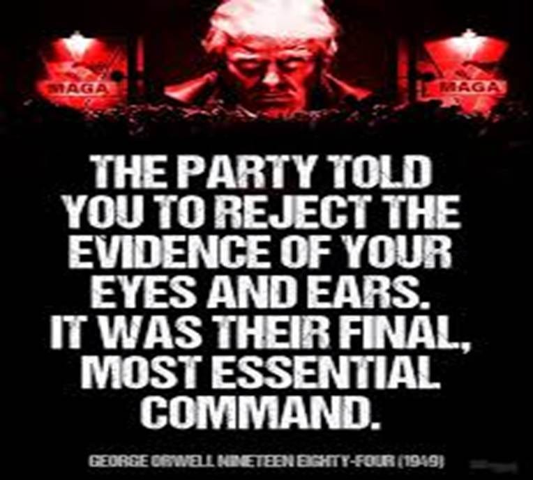 This quote is from Orwell's Nineteen Eighty-Four (1949), a novel depicting  totalitarian control of thought and reality, making the line a central  motif referenced in contemporary discussions of propaganda and denial of