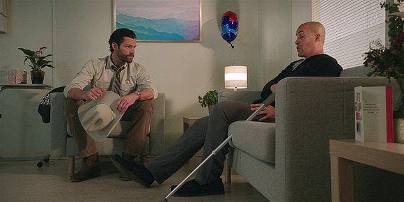 Walker Cordell and James having intense talk at hospital 2.08. Walker Cordell and James having intense talk at hospital 2.08.