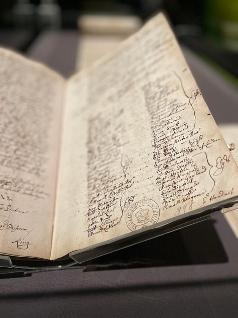 Documents on display at the 'Treason' Exhibition