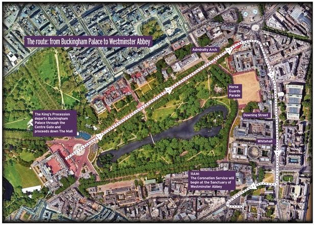 The route of the Coronation procession