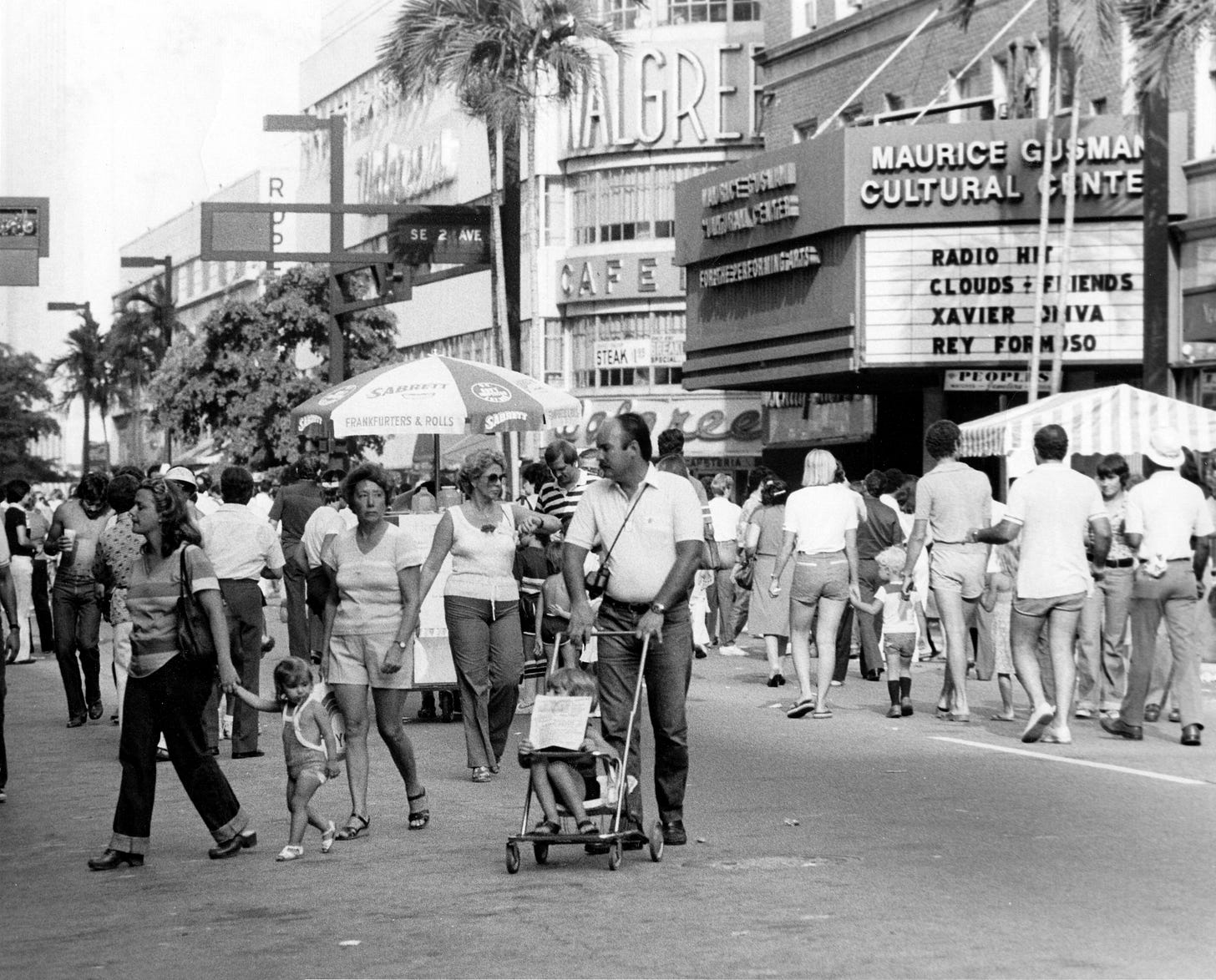 Cover: Flagler Street with Walgreens in the background in the 1970s.