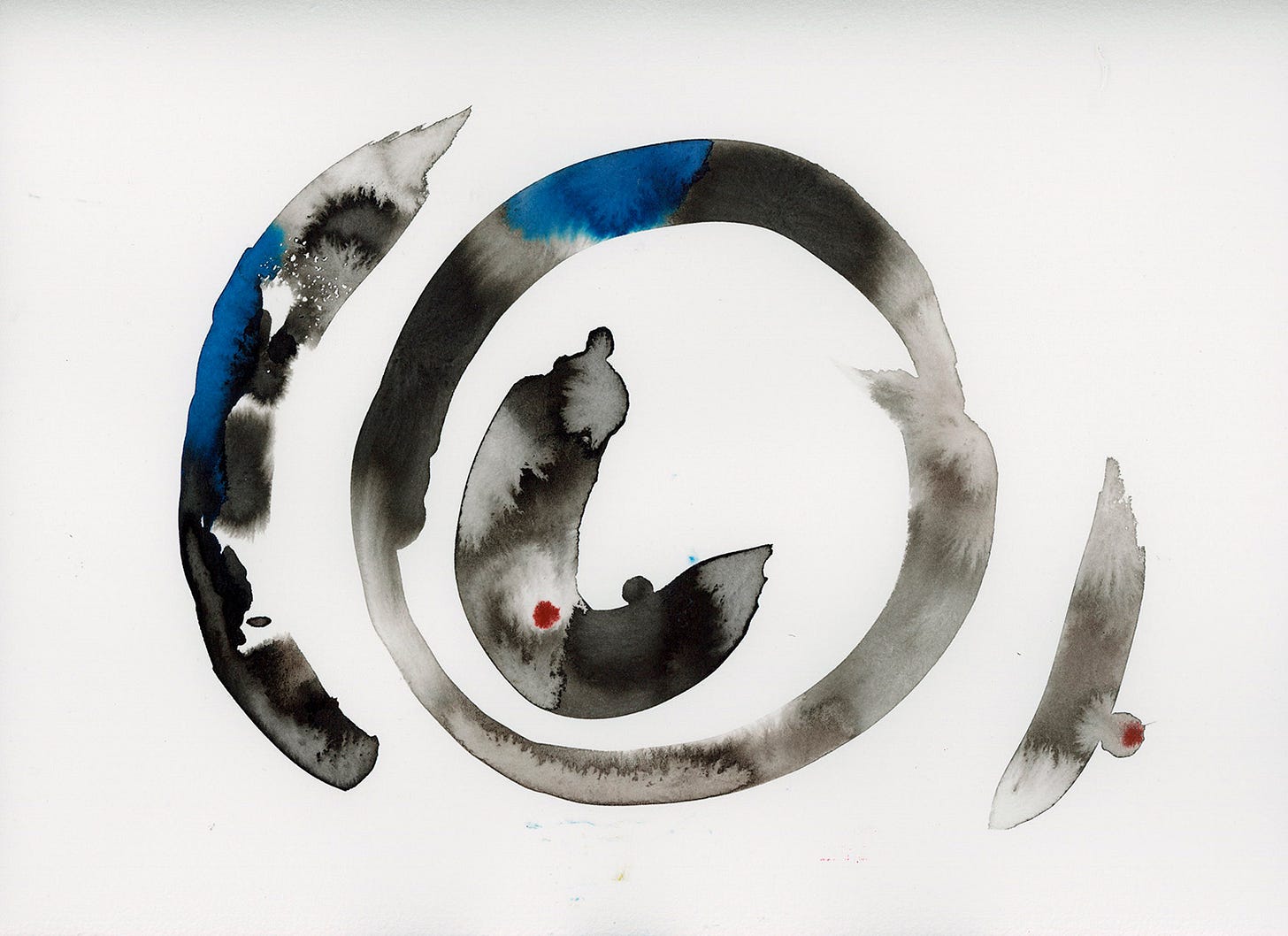 Calligraphic spiral in blue and black