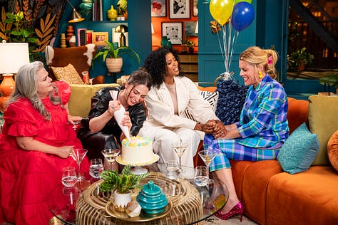 Busy Philipps, Renee Elise Goldsberry, Sara Bareilles & Paula Pell on the set of Busy This Week on QVC+