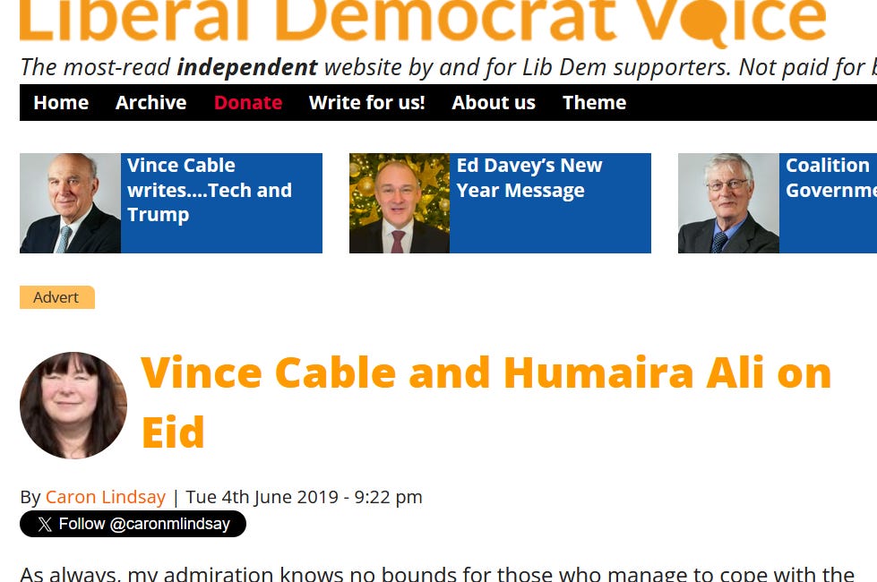The Liberal Democrats believe that Islam is liberal!