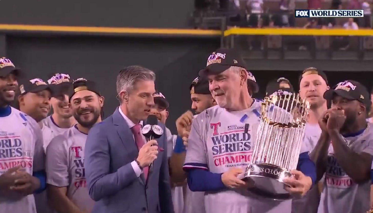 Bruce Bochy's recliner joke perfectly summed up his journey to a Rangers World Series win