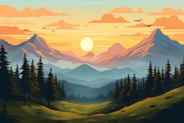 Landscape forest mountains nature adventure travel background Illustration  of valley view of fores | Premium AI-generated image