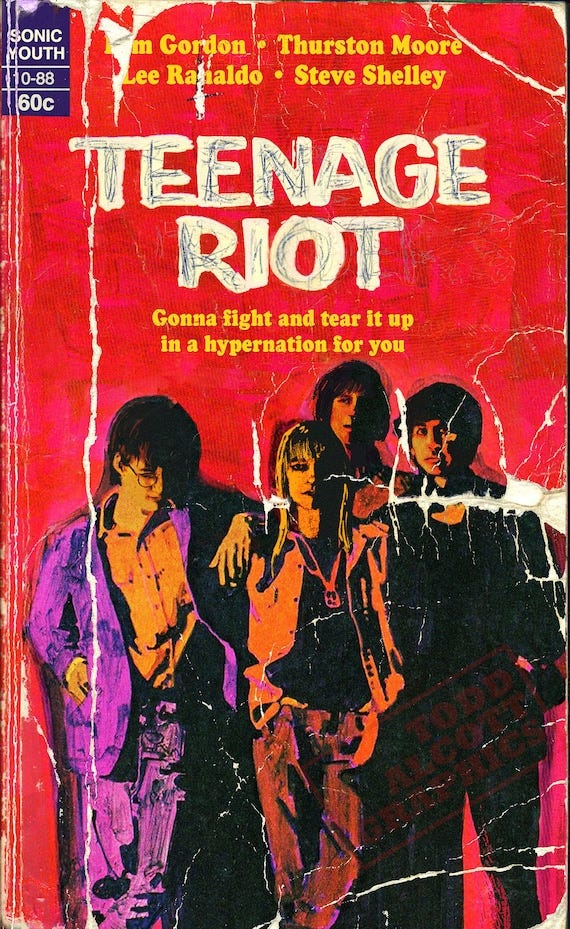 Sonic Youth "teenage Riot" Outsiders Juvenile Delinquent Novel Paperback  Mashup Art Print - Etsy