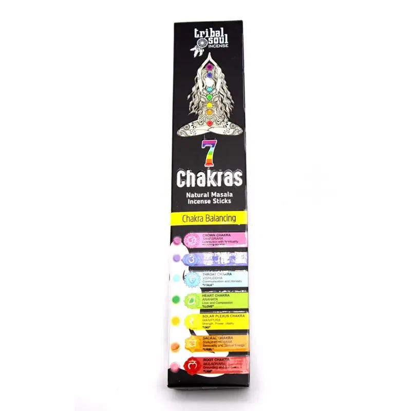 7 Chakras Incense Sticks - Package: Each pack typically contains about 12-15 sticks and comes with a ceramic holder for convenience. The product emphasizes a connection with the natural world, using ethically sourced materials to ensure both quality and sustainability.