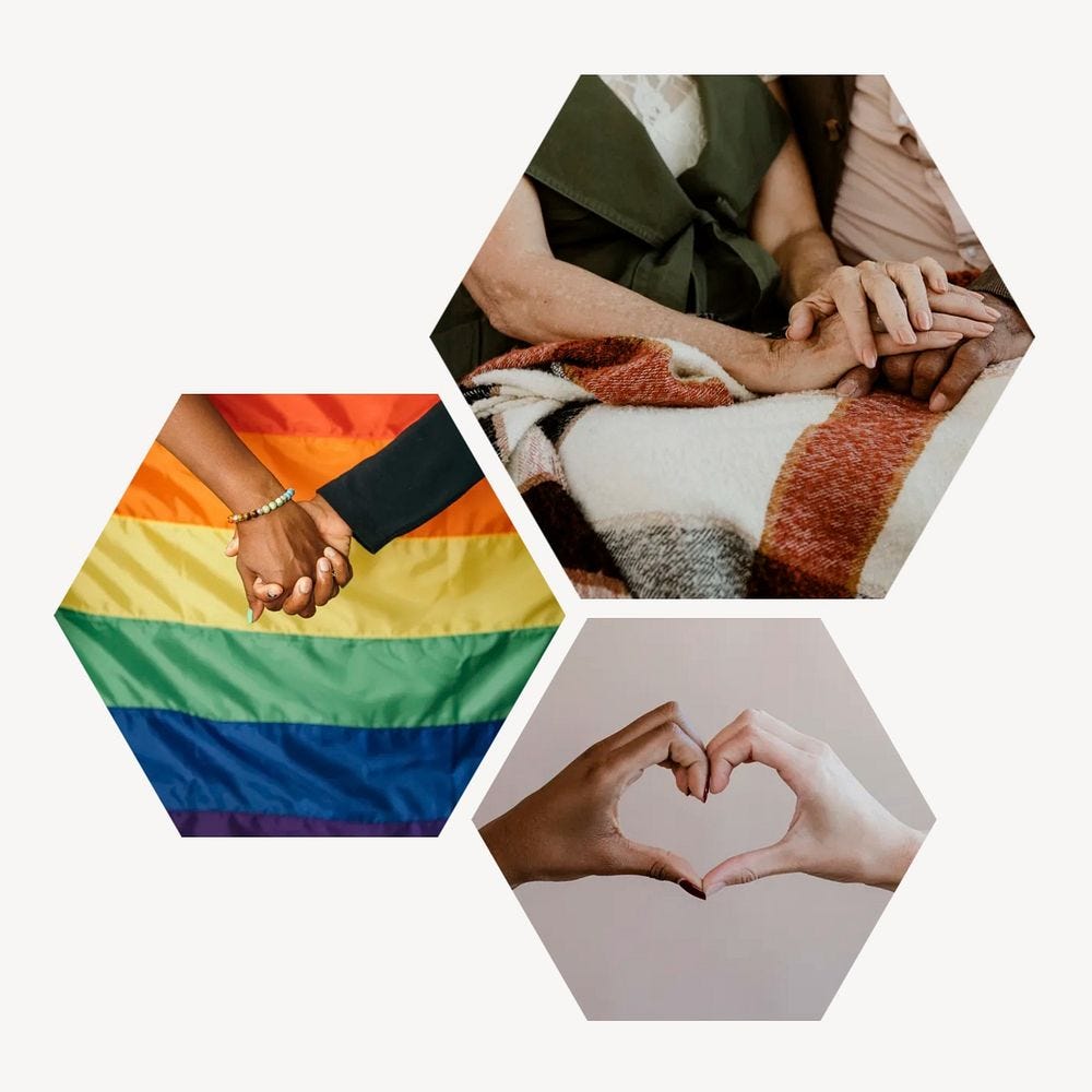 Diverse love relationships hexagonal shaped | Free Photo - rawpixel