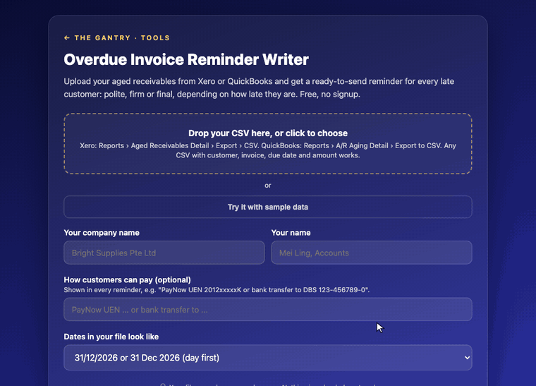 Demo: The free Overdue Invoice Reminder Writer at work Demo: The free Overdue Invoice Reminder Writer at work