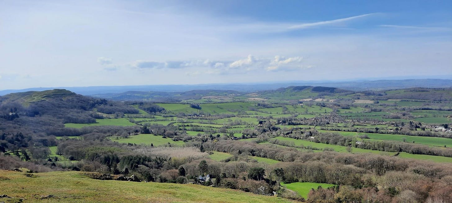 The view west from the Malvern Hills