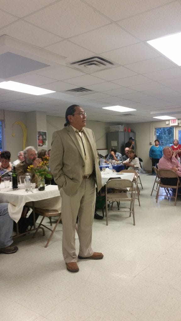Acoma Pueblo Governor Kurt Riley, who attended St. Joseph School as a young man, gives a speech to the guests at the gala.
