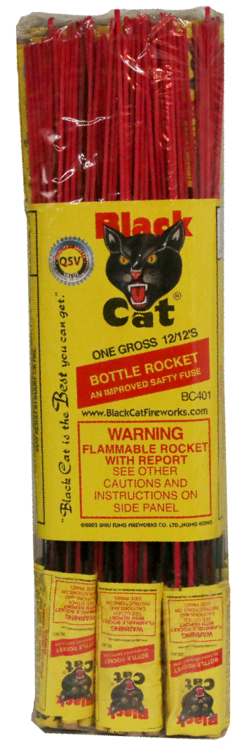A package of one gross (144) Black Cat brand bottle rockets A package of one gross (144) Black Cat brand bottle rockets