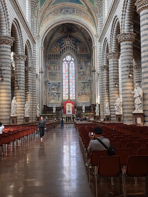 Six photos from Orvieto area. Duomo Church, pottery and views