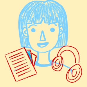 Uma mulher e uma newsletter logo