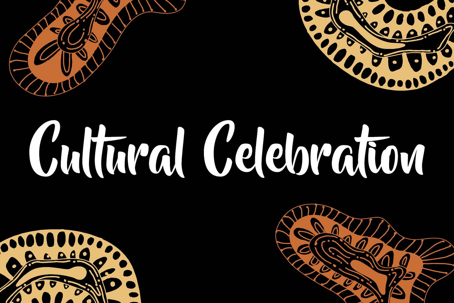 Aboriginal artwork with words reading "Cultural Celebration"