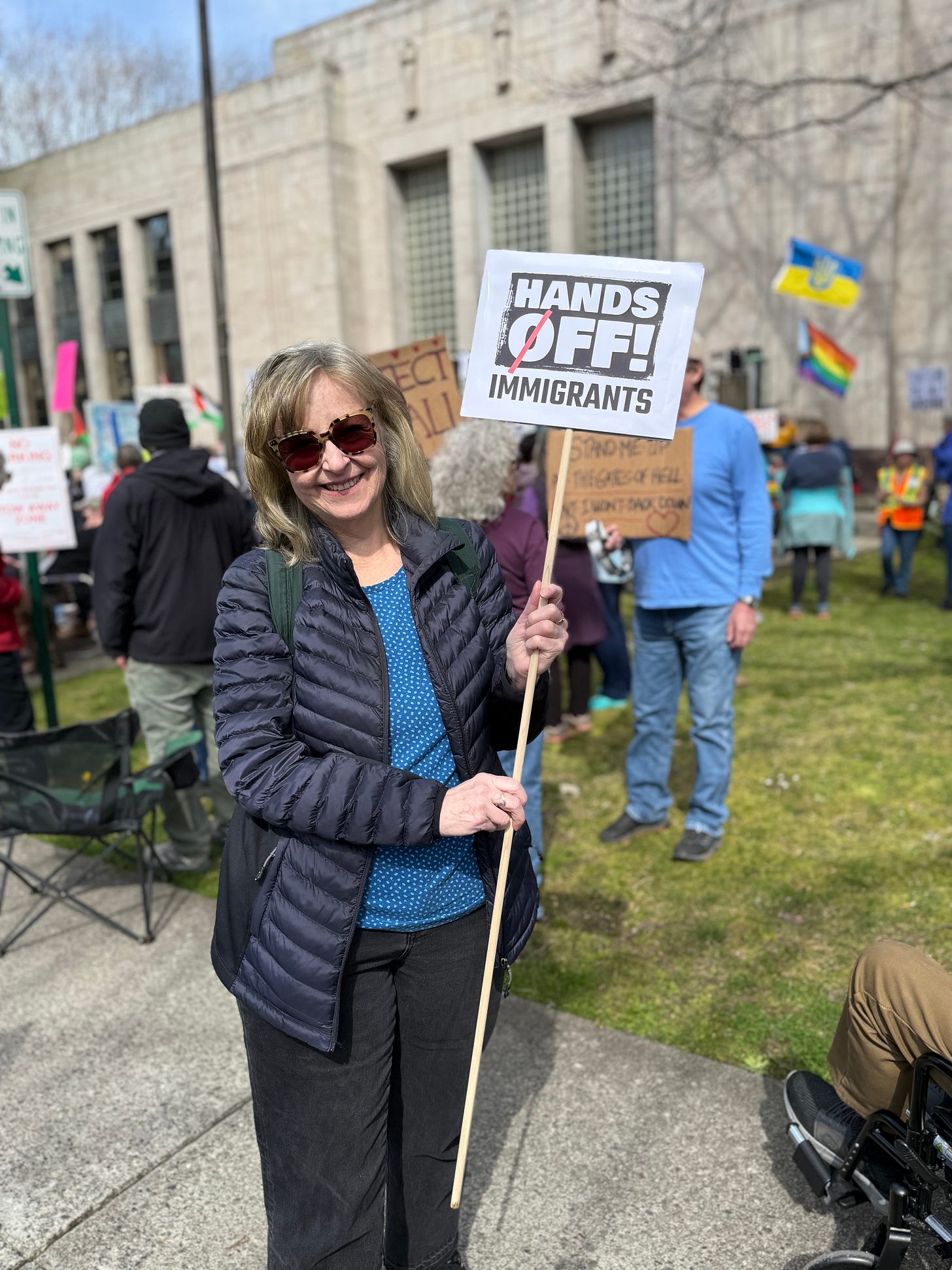 Joanna at "Hands Off" demonstration, 4.5.25 Joanna at "Hands Off" demonstration, 4.5.25