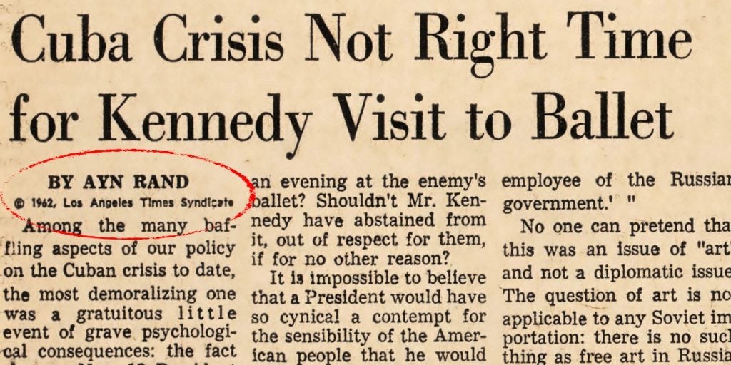 Ayn Rand LA Times Cuba crisis headline Ayn Rand LA Times Cuba crisis headline