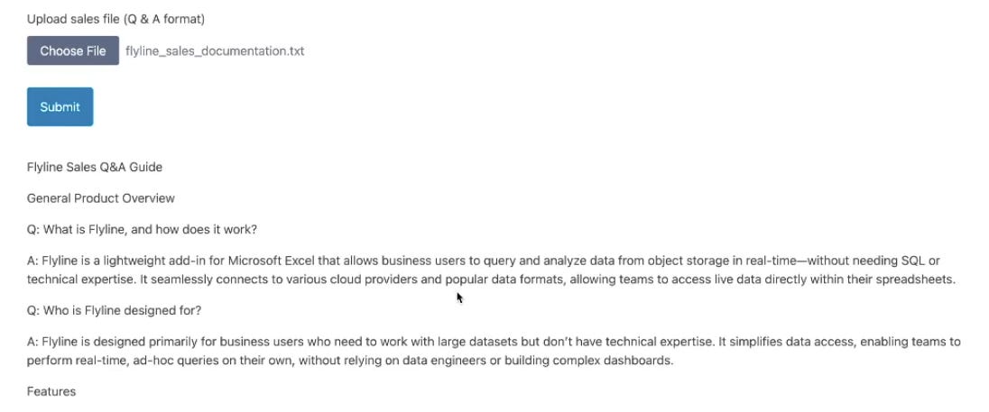 A picture of Q & A -style background info about a software product on a webpage
